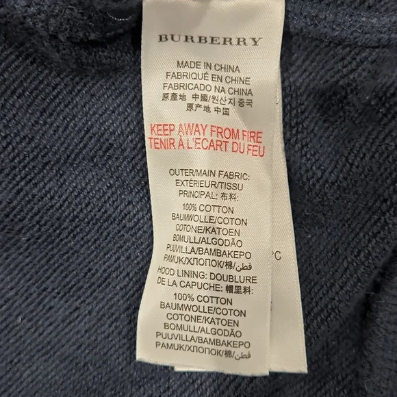 Burberry Kids Navy Blue Zip Up Hoodie Cotton Size 4Y - Picture 7 of 10